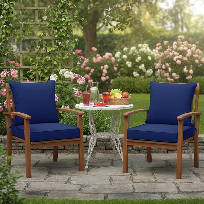 Summsun Outdoor Chair Cushions Set of 2, Waterproof Backrest and Deep Seat - Image 2