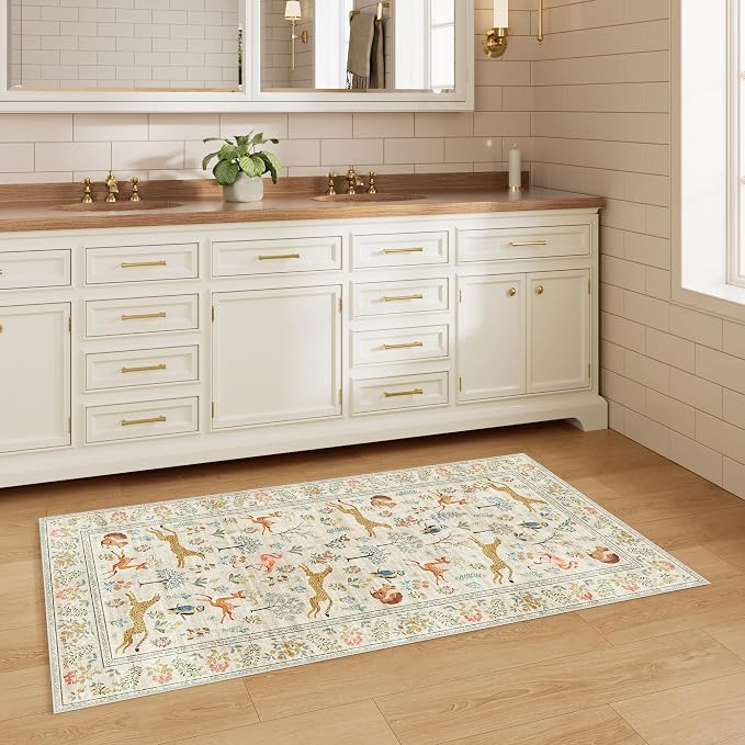 DUKINO 2x5 Rug for Hallway, Washable Animal Runner Rug Non Slip, Stain Resistant - Image 4