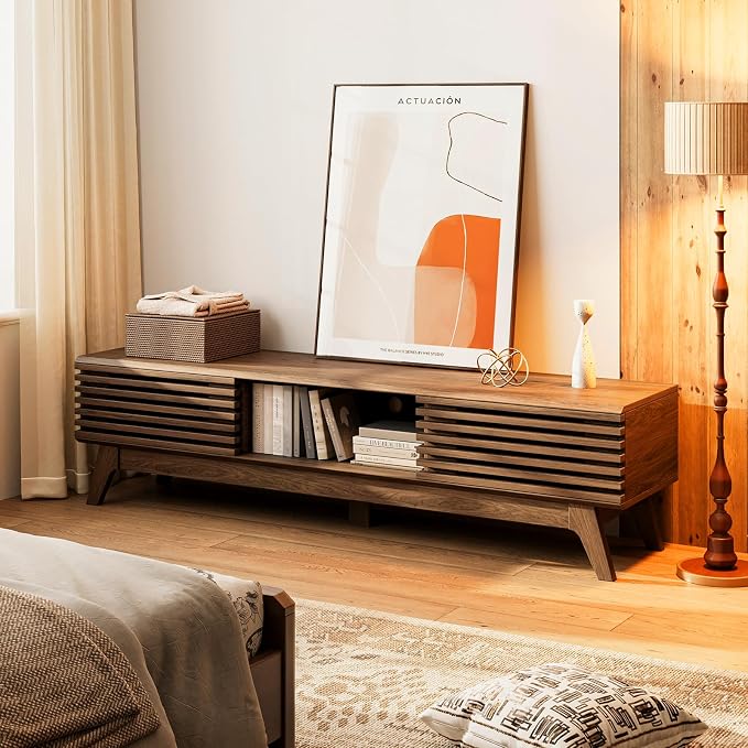 AODK 70.8" TV Stand for 55"/65"/75" TVs, Mid-Century Modern Fluted - Image 7
