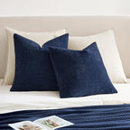 MIULEE Navy Chenille Couch Throw Pillow Covers, 20x20 | Set of 2, Soft Coastal - Image 4