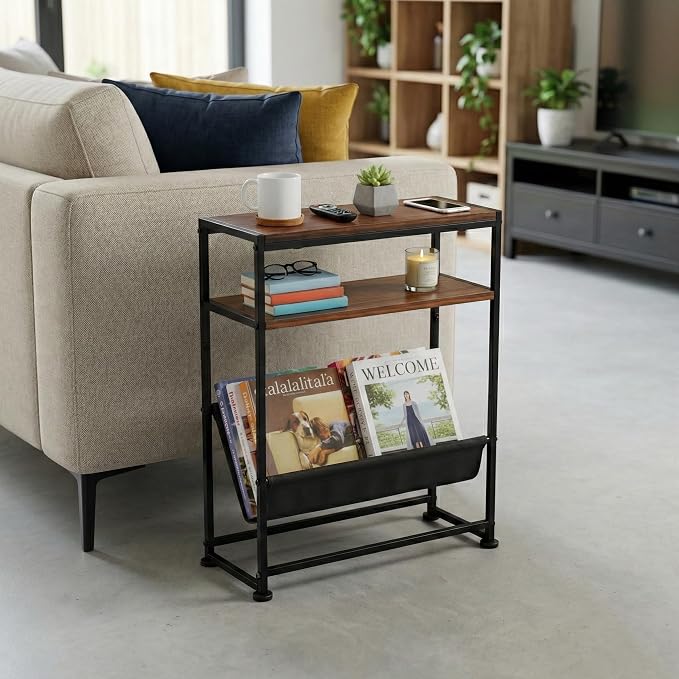Narrow End Table with Magazine Rack, 2-Tier Slim Side Table - Image 7