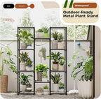 Bamworld Plant Stand Outdoor Metal Plant Shelf - Image 2
