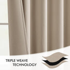 MIULEE Taupe Back Tab Blackout Curtains 52x63 Inches Long 2 Panels Set | Rod - Image 7