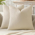 MIULEE Decorative Couch Throw Pillow Covers 18x18 Inch Neutral Cream 2 Pack | by MIULEE