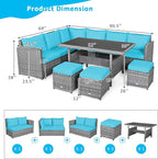 Tangkula 7 Pieces Patio Furniture Set, Outdoor Sectional Rattan Dining Sofa Set - Image 4