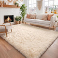 Amdrebio Beige Boho Fluffy Kids Area Rug 4x6 by Amdrebio