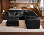 115" Oversized Corduroy Couch Modular Sectional Sofa, Washable Cloud Couch - Image 4