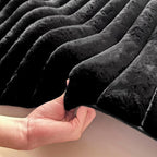 Black Rabbit Striped Plush Rug 2'x3', Fluffy Shaggy Area Rug - Image 4