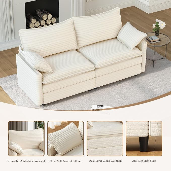 Vesgantti 74" Cloud Couch for Living Room, 2 Seaters Deep Seat Sectional - Image 5