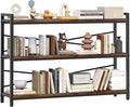 3 Tier Bookcase 47.24" Width, Long Industrial Book Shelf, Vintage Wooden Large by Homeiju