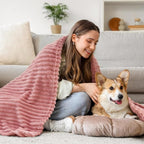 BEDELITE 3D Ribbed Jacquard Pink Fleece Throw Blanket - Image 3