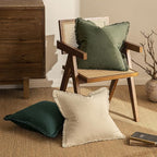 MIULEE Linen Fringe Decorative Euro Throw Pillow Covers Olive Green 26x26 | Set - Image 4