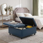 Tbfit Large Square Storage Ottoman Bench, Tufted Upholstered Coffee Table - Image 6