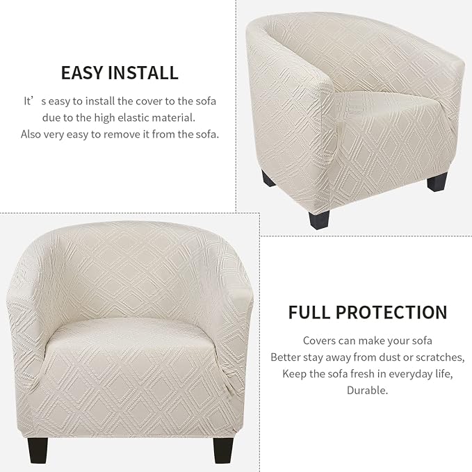 SearchI Waterproof Club Chair Slipcover Stretch Barrel Chair Covers Jacquard - Image 7