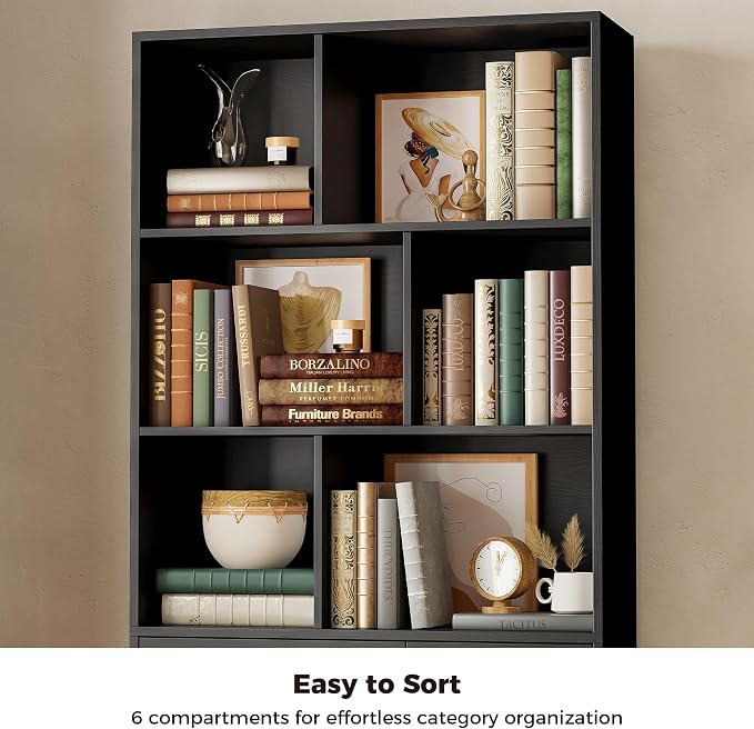 IRONCK Bookshelf, 70.9 Inch Tall Bookcase, 3-Tier Bookshelves - Image 5
