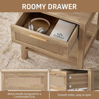 Rattan Nightstand Set of 2, Natural Style Night Stand - Image 4