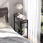 Side Table for Small Space, 3-Tier Narrow End Tablewith Magazine Holder - Image 2