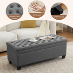 WUTUTUEE 51" Fabric Storage Ottoman Bench, Upholstered Rectangle End of Bed - Image 4
