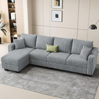 Belffin Sectional Couch with L-Shape Chaise L Shaped Couch with Ottoman - Image 3