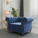 ORRD 2 Pieces Living Room Set, Velvet Couch Chesterfield Sofa Couch Chair - Image 6