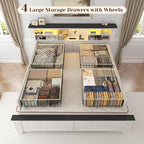EnHomee Queen Bed Frame with Headboard and Storage, 4 Drawers and LED Built in - Image 5