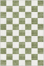Front Door Mat Outside Entrance 2x3 Green White Checkered Rug | Non-Slip - Image 7