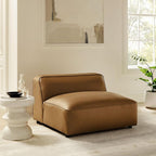 Modway Auren Vegan Leather Modular Armless Chair in Camel - Image 2