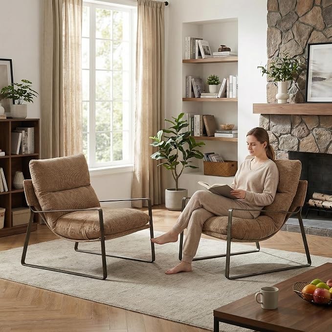 LukeAlon Modern Chenille Accent Armchair, Upholstered Lounge Chair - Image 6