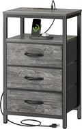 Huuger Nightstand with Charging Station, 27.6 Inch End Table Bedside Table with by Huuger