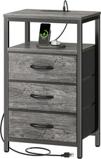 Huuger Nightstand with Charging Station, 27.6 Inch End Table Bedside Table with by Huuger
