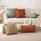 MIULEE Euro Sham Corduroy Decorative Throw Pillow Covers 24x24 Light Olive | - Image 5