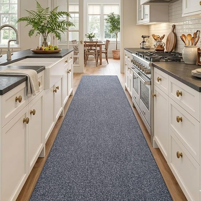 2x10 Grey Blue/White Runner Rug Washable Non-Slip - Image 2