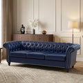 Mid-Century 3 Seater Sofa, Faux Leather Couch by YUCHIATHSoulFurniture