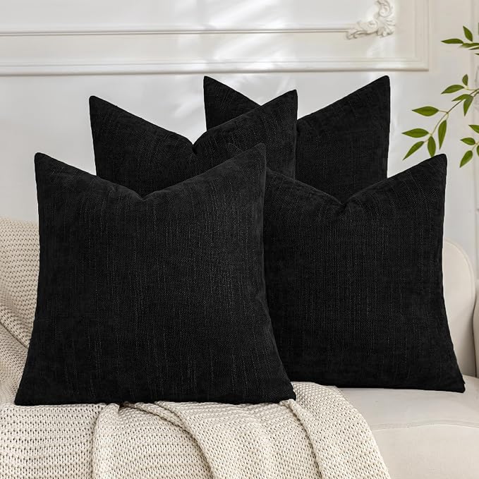 Set of 4 Soft Textured Decorative Throw Pillow Covers 18x18 Inch Cozy Farmhouse by Cozoomy