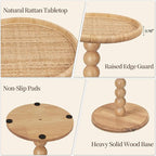 Drink Table, Boho Rattan Small Round Side Table - Image 5