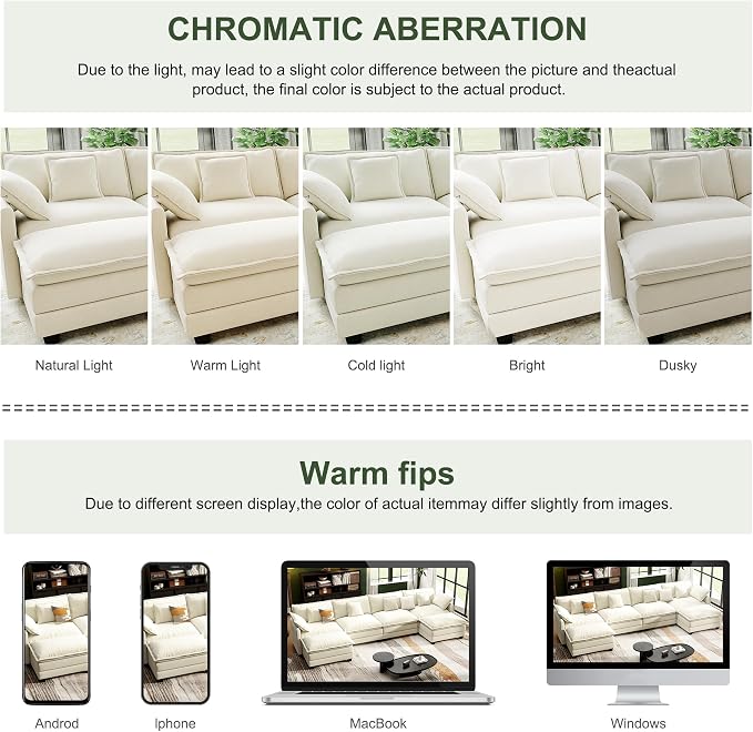 146" Cloud Couch Sectional, U Shaped Modular Sectional Sofa, 4-Seat Deep Seat - Image 7