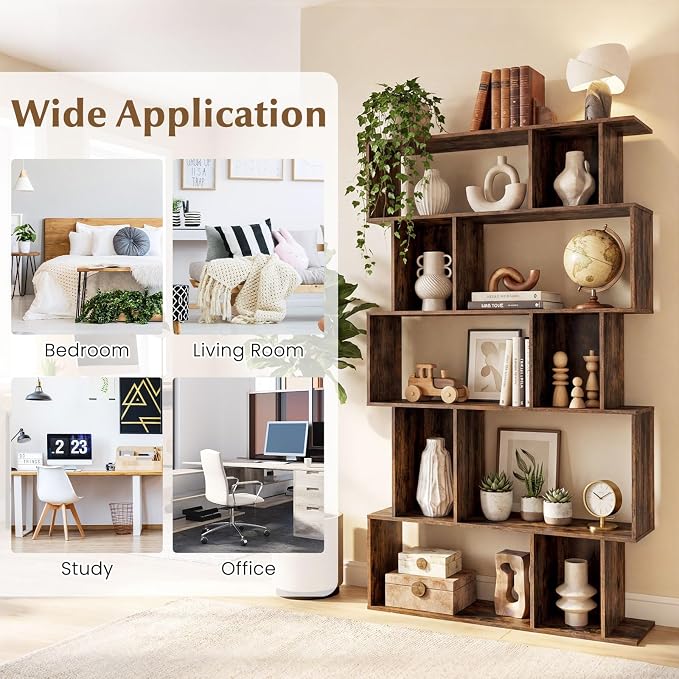 Giantex 5-Tier Bookshelf, 10-Cube Geometric Book Case - Image 6