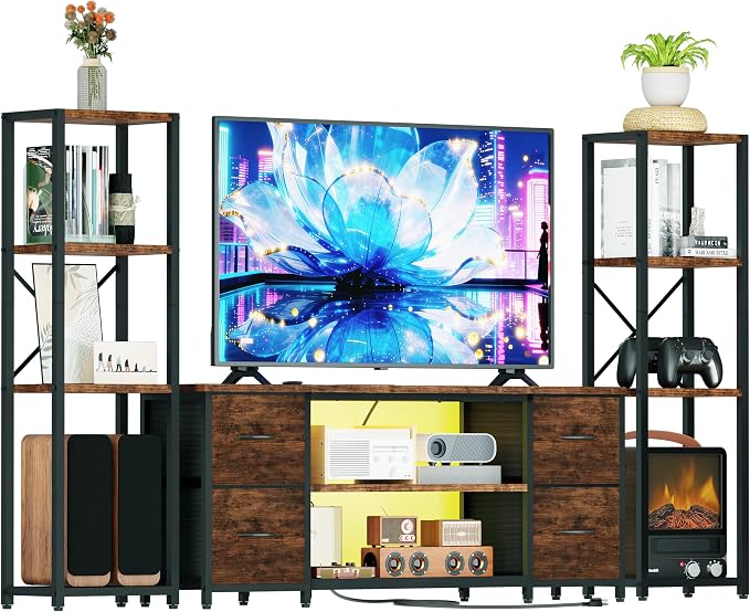 LED TV Stand Bookshelf Combo - Image 9