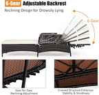 COSTWAY PE Rattan Chaise Lounge Chair, 6 Gear Adjustable Recliner - Image 7