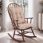 Lewtemi 2 Set Brown Gingham Rocking Chair Cushion Village Ruffled Rocking Chair - Image 3