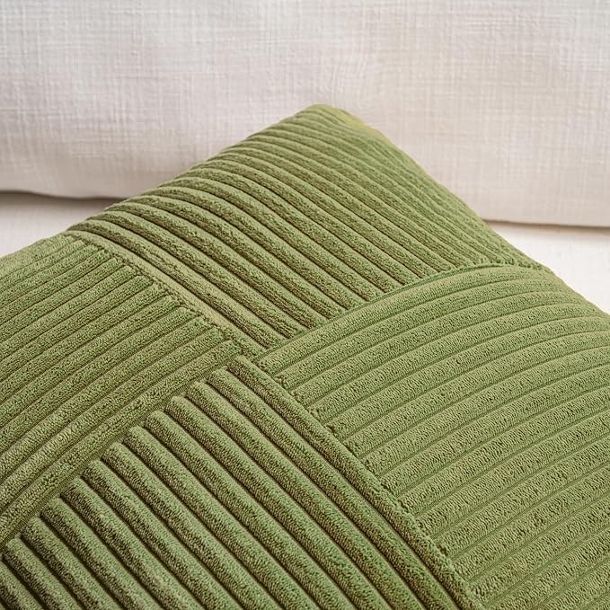 Fancy Homi 2 Packs Moss Green Decorative Throw Pillow Covers 22x22 Inch - Image 4