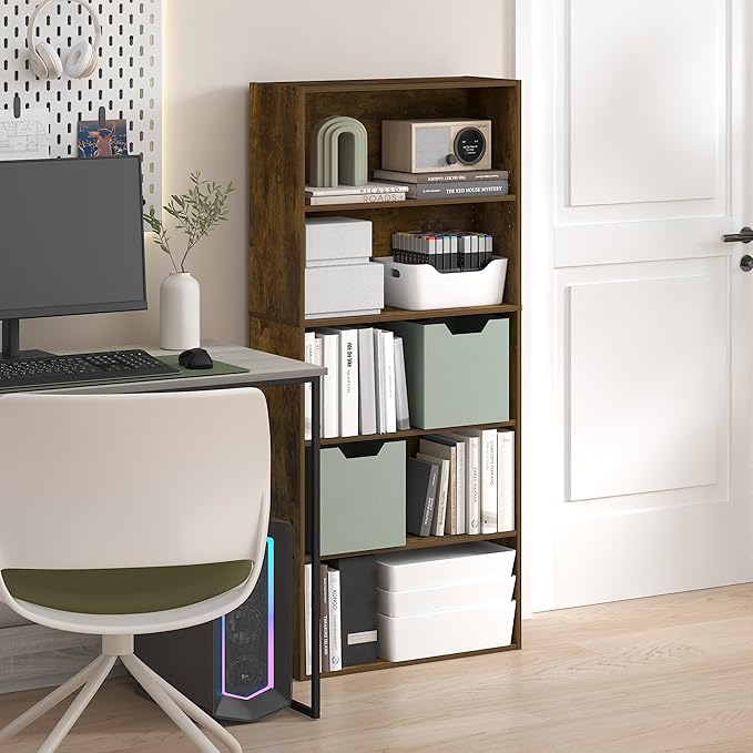 Furinno Jaya Book Shelf, 5-Tier Bookshelf, 52 Inch Tall Standing Bookcase by Furinno-FitsYourSpaceFitsYourBudget