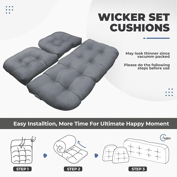 DANGHOOGY Wicker Chair Cushions, Waterproof Outdoor Loveseat Cushions - Image 6