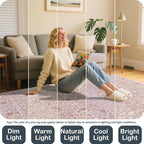 Vintage Pink Living Room Rug, 5x7 Washable Area Rugs - Image 4