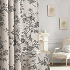 Black Boho Floral 100% Blackout Curtains 84 Inch 2 Panels | Farmhouse Vintage by Unknown
