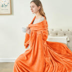 BEDELITE Fleece Blanket Soft Fall Queen Size Bed Blanket Orange 90"x90" | Ultra - Image 8