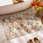 RELEANY Floral Washable 2x3 Area Rugs Doormat Brown/Brick | Flower Carpet Print - Image 8