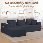 105'' Modular L-Shaped Boneless Sectional, Corduroy Deep Seat Cloud Sectional - Image 7