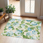 Front Door Mat Indoor Outside Entrance 2x3 Blue Hydrangea Entry Rug | Non-Slip by Othilic