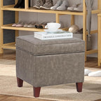 Adeco 17.5" Square Storage Ottoman, Faux Leather Flip Top Footstool & Coffee - Image 8